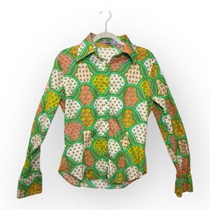 Kuhlman Green Pink Maximalist Pattern Button Down Shirt Retro Artwear XL/46